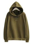 Romwe Side Slit Drop Shoulder Hooded Sweatshirt