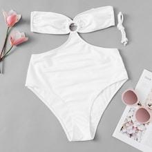 Romwe Ring Linked Bandeau One Piece Swimsuit