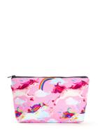 Romwe Unicorn & Rainbow Print Zipper Pouch