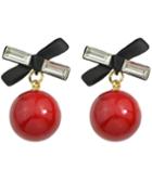 Romwe Red Pearl Cute Ball Stud Earrings