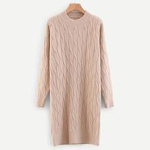 Romwe Drop Shoulder Cable Knit Sweater Dress
