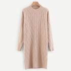 Romwe Drop Shoulder Cable Knit Sweater Dress