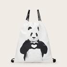 Romwe Panda Pattern Backpack With Drawstring