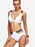 Romwe Chevron Strap Cutout Bikini Set