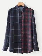 Romwe Longline Plaid Blouse