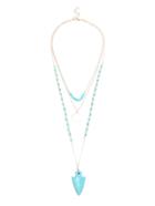 Romwe Turquoise Pendant Layered Beaded Necklace