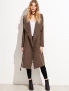 Romwe Brown Suede Layered Wrap Coat