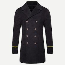 Romwe Men Tweed Military Coat