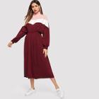 Romwe Zip Front Color-block Longline Dress