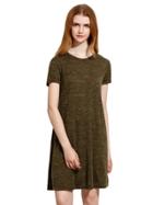 Romwe Army Green Tees Short Sleeve Casual Dress