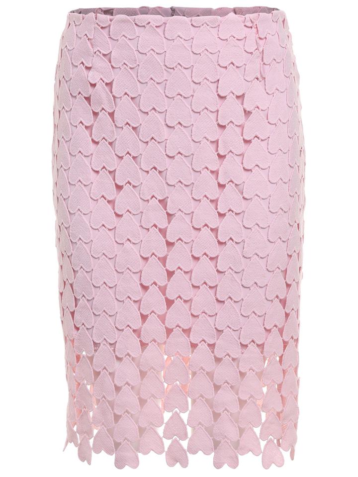 Romwe Heart Shaped Lace Pencil Pink Skirt