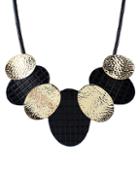 Romwe Black Round Chain Necklace