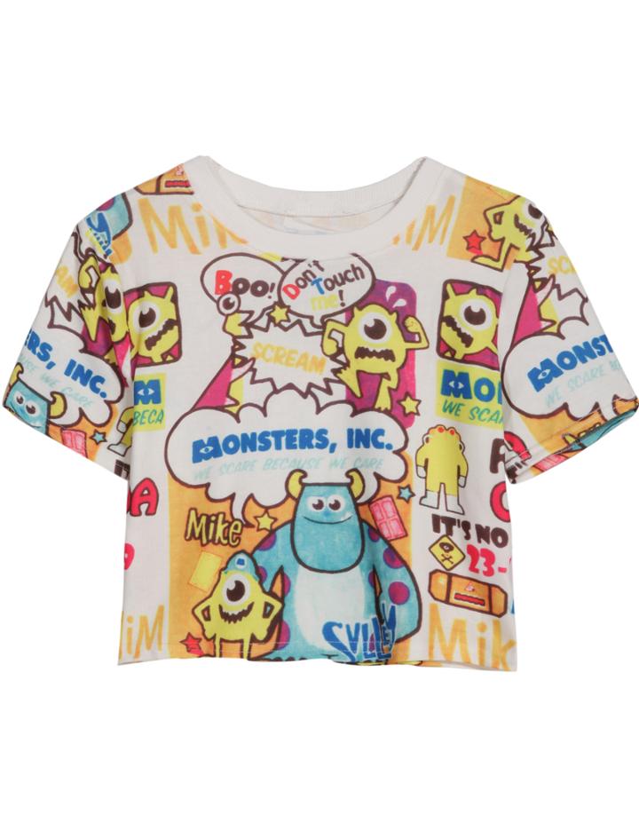 Romwe The Monster Print Short Sleeve Crop Tee