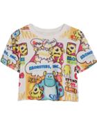 Romwe The Monster Print Short Sleeve Crop Tee
