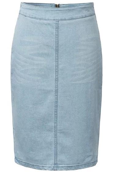 Romwe Blue Zipper Split Denim Skirt