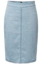 Romwe Blue Zipper Split Denim Skirt