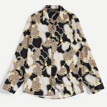 Romwe Guys Leopard & Chain Print Shirt