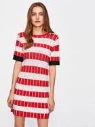 Romwe Wide Striped Knee Length Knit Dress