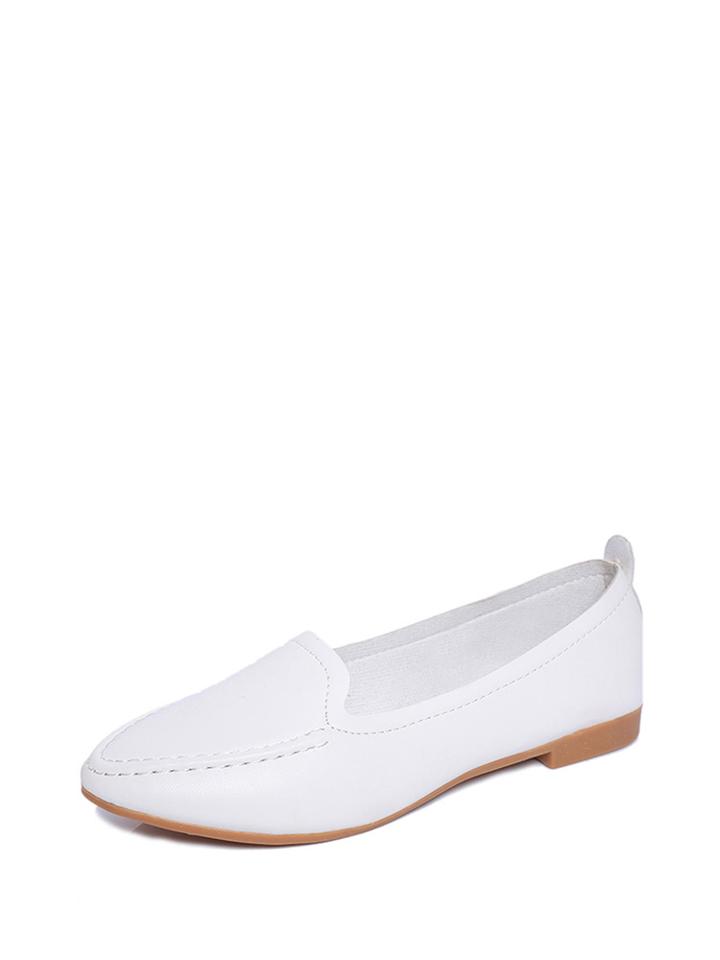 Romwe Pu Pointed Toe Low Top Flats