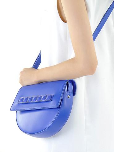Romwe Blue Magnetic Embellished Shoulder Bag