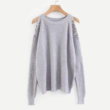 Romwe Pearl Beaded Open Shoulder Jumper