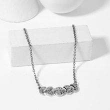 Romwe Textured Round & Moon Pendant Necklace