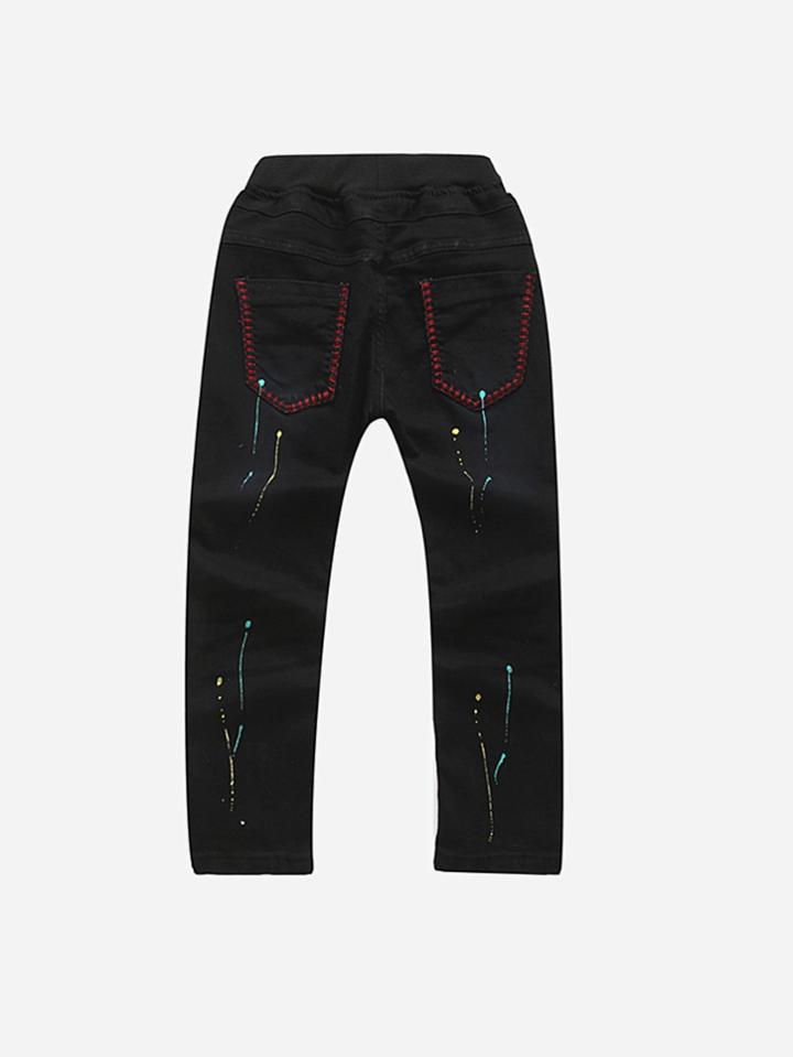 Romwe Paint Splatter Pattern Jeans