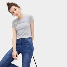 Romwe Letter And Striped Panel Tee