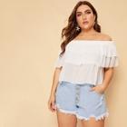 Romwe Plus Off Shoulder Tiered Layer Blouse