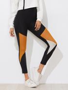 Romwe Color Block Cut And Sew Skinny Leggings