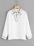 Romwe Tie Neck Seam Detail Blouse