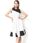 Romwe Sleeveless Pleated Black And White Dress