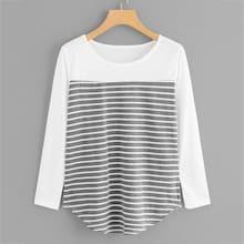 Romwe Striped Curved Hem Tee
