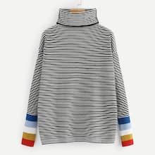 Romwe Striped High Neck Contrast Cuff Jumper