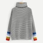 Romwe Striped High Neck Contrast Cuff Jumper