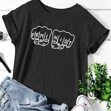 Romwe Plus Hand And Letter Print Tee
