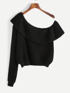 Romwe Flounce One Shoulder Jumper