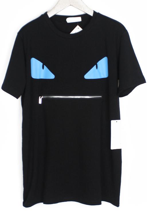 Romwe Eye Print Zipper Loose T-shirt