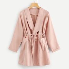 Romwe Drawstring Detail Pocket Decoration Coat