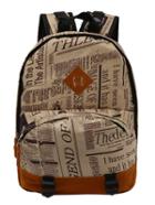 Romwe Newspaper Print Zipper Backpack