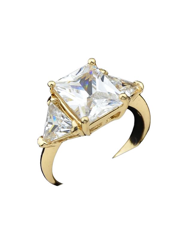 Romwe Gold Color Imitation Crystal Bridal Rings