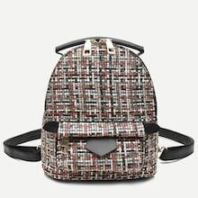 Romwe Blended Fabric Pocket Front Backpack