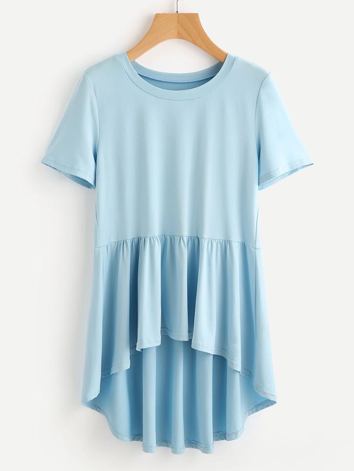 Romwe Peplum Dip Hem Tee