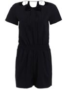 Romwe Short Sleeve Hollow Black Romper