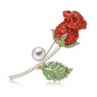 Romwe Rhinestone Rose Shaped Brooch