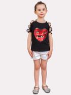 Romwe Strappy Detail Heart Sequin Tee