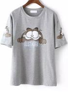 Romwe Garfield Print Grey T-shirt