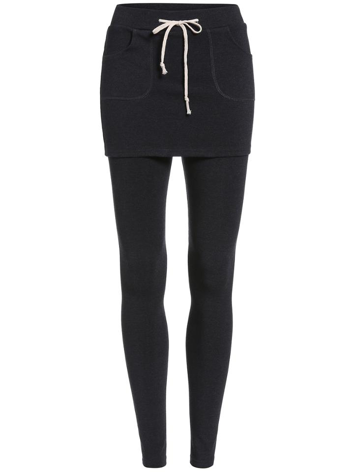 Romwe Elastic Waist Drawstring Black Skirt Leggings