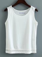 Romwe White Sleeveless Tassel Slim Vest