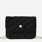 Romwe Quilted Detail Suede Chain Bag